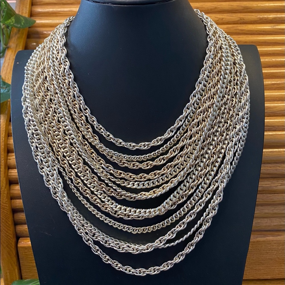Multi Chain Vintage Necklace signed ART